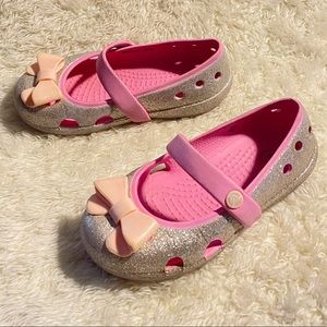 Crocs Glitter Bow Mary Jane SlipOn Shoes Size 9